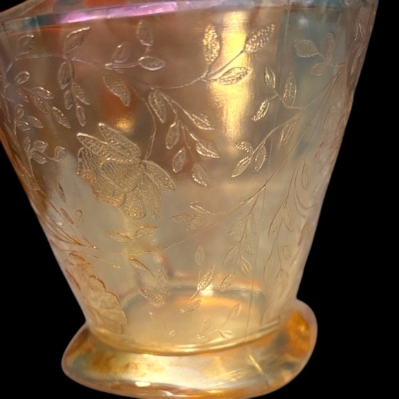 Vintage 1950’s Floral “Louisa” pattern Marigold Iridescent Glass Creamer - Picture 8 of 14